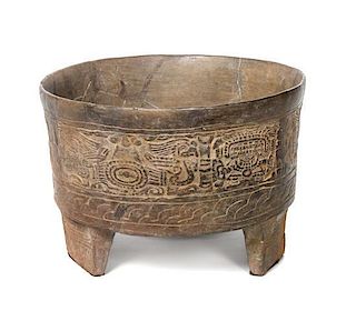 Teotihuacan, Mexico Style Tripod Bowl Height 8 1/2 x diameter 12 1/2 inches