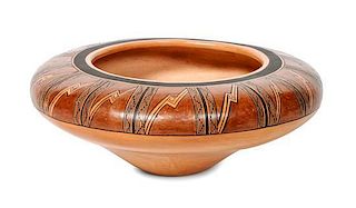 Rachel Sahmie Nampeyo (b. 1956) Hopi Polychrome Saucer Jar Height 3 1/2 x diameter 9 inches