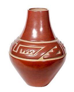 Margaret Tafoya (1904-2001) Santa Clara Redware Vase Height 17 x width 14 inches