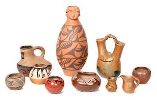 Group of Pueblo Pottery Height of tallest 12 inches