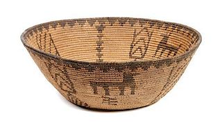 Western Apache Pictorial Bowl Diameter 10 1/2 inches