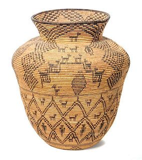 Western Apache Pictorial Olla Basket Height 17 1/2 x width 15 inches