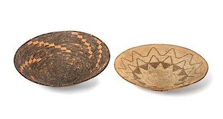Two Pima Basketry Bowls Diameter of larger 14 inches