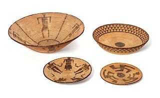 Four Pima Baskets Diameter of largest 14 1/2 inches