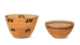 Two California Mission Baskets Height of largest 10 3/4 x diameter 16 inches