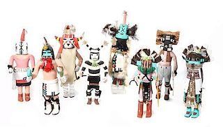 Eight Southwestern Kachinas Height of tallest 13 1/2 inches