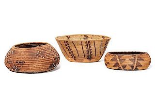 Two Pomo Baskets Diameter of larger 5 1/2 inches