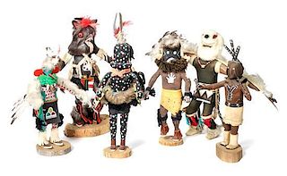 Six Southwestern Kachinas Height of tallest 14 1/2 inches