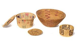 Collection of California Baskets Height of largest 5 3/4 x diameter 14 1/2 inches