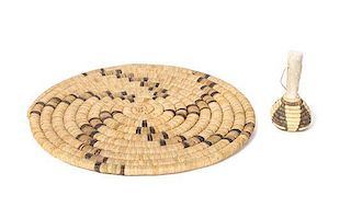 Two Hopi Basketry Items Diameter of tray 15 inches