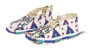 Pair of Sioux Fully Beaded Moccasins Length 10 3/4 inches