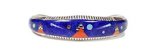 Navajo Mosaic Inlay Bracelet, Alvin Yellowhorse (b. 1968) Length 5 x opening 1 1/4 x width 1 5/8 inches