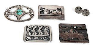 Four Southwestern Belt Buckles Height of first 2 1/4 x width 3 inches