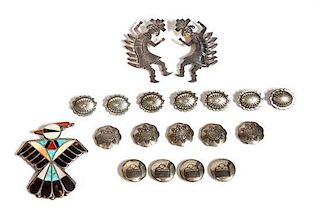 Collection of Southwestern Jewelry Articles Height of pin 6 1/2 inches