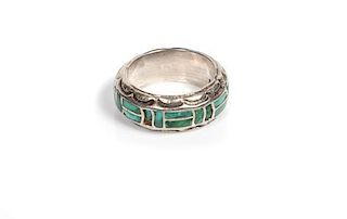 Zuni Silver and Turquoise Ring by Annie Quam Gasper (1927-2002)