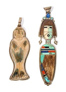 Two Southwestern Style Figural Pendants, Buddy Lee Height of larger 5 3/4 inches