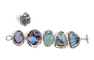 Echo of The Dreamer Opal and Raw Aquamarine Bracelet Bracelet length 7 1/2 inches