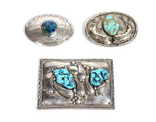 Three Southwestern Belt Buckles Height of largest 3 1/2 x width 5 inches