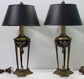 Pair of Vintage Patinated and Gilt Metal Empire