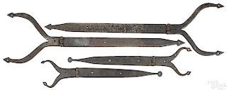 Two prs of Pennsylvania wrought iron strap hinges