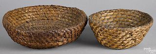 Two Pennsylvania rye straw baskets