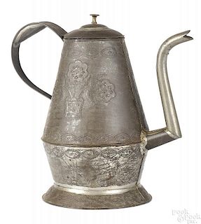 Pennsylvania punched tin coffeepot, 19th c.