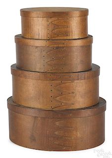 Nest of four Shaker bentwood boxes