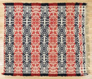 PA red, white, and blue jacquard coverlet