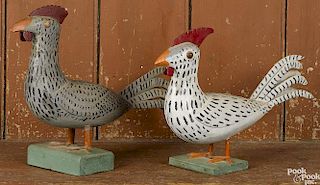 Pair of carved and painted folk art birds