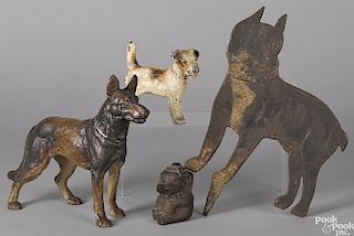 Two painted cast iron dog doorstops