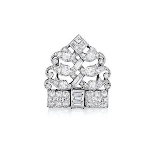Cartier Art Deco Diamond Platinum Dress Clip