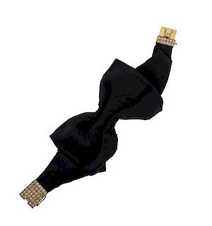 18k Gold Diamond Fabric Bow Tie Bracelet