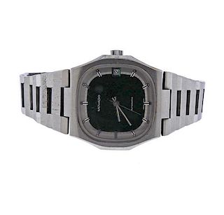 1970s Movado Steel Green Dial Automatic Watch