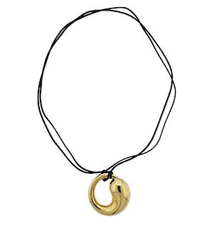 Tiffany &amp; Co Peretti 18k Gold Pendant Cord Necklace