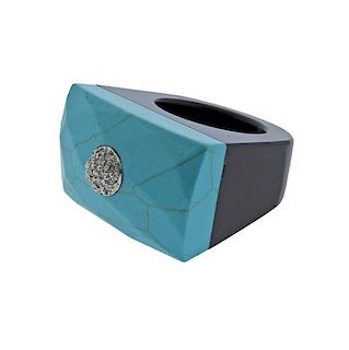 Onyx Turquoise Diamond Ring