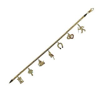 18k Gold Diamod Gemstone Charm Bracelet