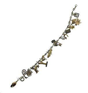 1930s 14k Gold Multi Charm Bracelet