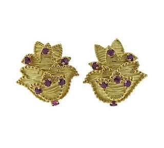 Tiffany &amp; Co 18K Gold Ruby Earrings