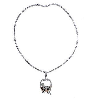 18k 14k Gold Diamond Panther Pendant Necklace