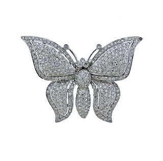 18k Gold Diamond Butterfly Brooch Pin