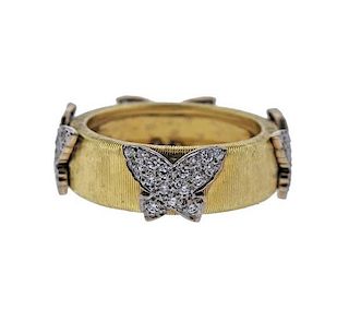 18k Gold Diamond Butterfly Band Ring
