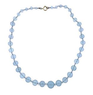 14k Gold Aquamarine Bead Necklace