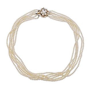 Mikimoto Pearl 14k Gold Necklace
