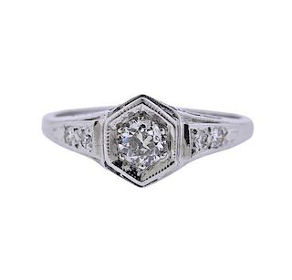 Art Deco Platinum Diamond Engagement Ring