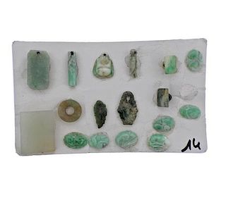 Carved Jade Jewelry Element Lot of 17