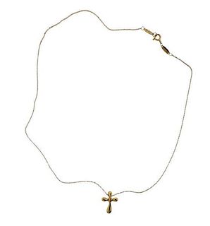 Tiffany &amp; Co Peretti 18k Gold Cross Pendant Necklace