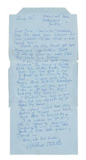* CHRISTIE, Agatha. Autographed letter signed ("Agatha Christie"), Winterbrook House, Wallingford, Berkshire, 20 August 1972.