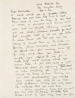 * FIELDS, William C. Autographed letter signed ("Grumpy Old Fields"), to Carlotta Douglas, his estranged mistress, Los Angele