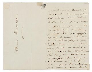 * HUGO, Victor (1802-1885). Autograph letter signed ("Vr. Hugo"), to Mr. Durmont. N.p., n.d.