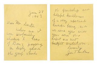 * THURBER, James (1894-1961). Autograph letter signed ("Jim Thurber"), in pencil, to Mrs. Eugene F. Saxton. [New York], 28 Ju